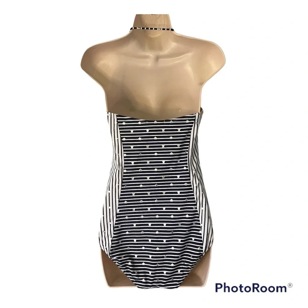 Jessica Simpson blue stars & stripes one piece swimsuit, has been ALTERED, M-L.